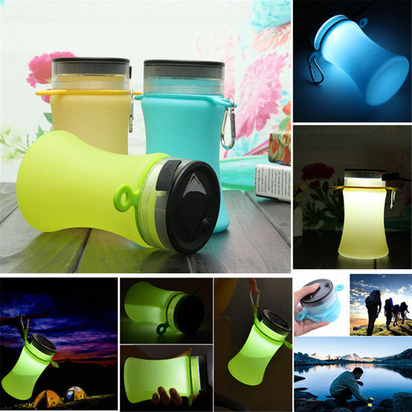 550ml Collapsible Silicone Waterproof Sport Water Bottle With Solar Energy Charge LED Camping Latern Image 8