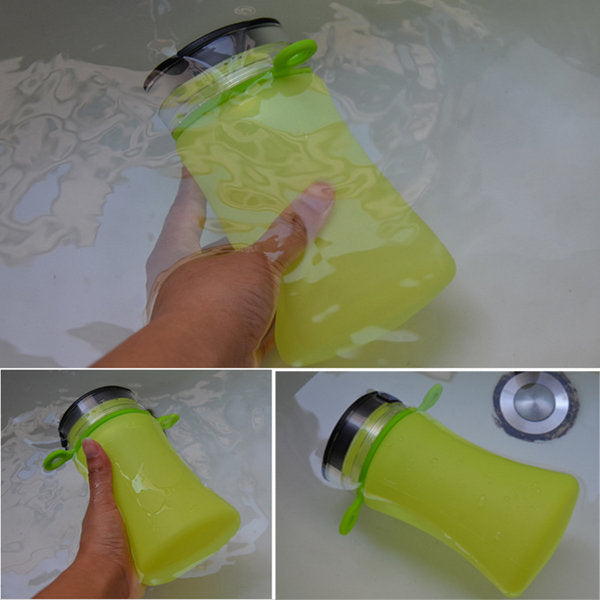 550ml Collapsible Silicone Waterproof Sport Water Bottle With Solar Energy Charge LED Camping Latern Image 9