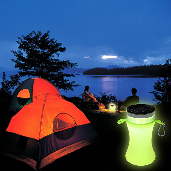 550ml Collapsible Silicone Waterproof Sport Water Bottle With Solar Energy Charge LED Camping Latern Image 10
