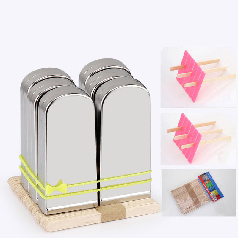 6 Pieces Set Stainless Steel Popsicle Mold Food Grade Ice Lolly Maker Summer Gifts Image 3