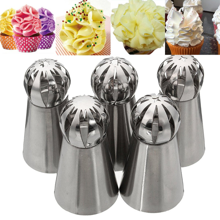 5pcs Stainless Steel Sphere Ball Icing Piping Nozzle Cup Cake Pastry Tips Decor Image 4