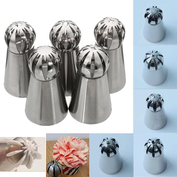 5pcs Stainless Steel Sphere Ball Icing Piping Nozzle Cup Cake Pastry Tips Decor Image 4