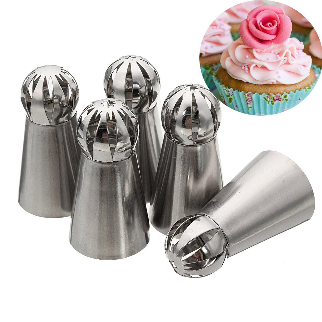 5pcs Stainless Steel Sphere Ball Icing Piping Nozzle Cup Cake Pastry Tips Decor Image 6