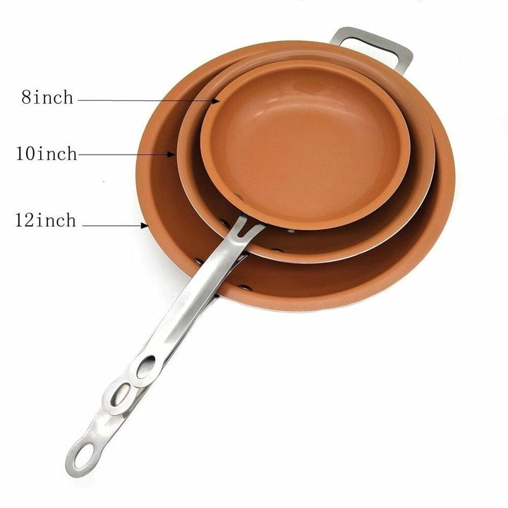 8,10,12 Inch Non Stick Copper Frying Pan Universal For Gas and Induction Cooker Image 1