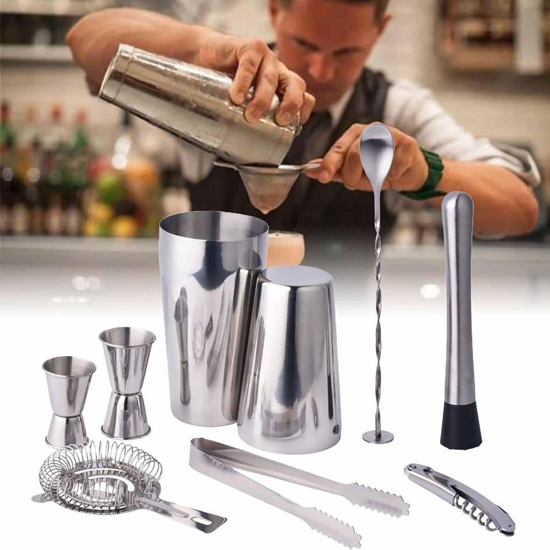 9 Piece Stainless Steel Cocktail Shaker Jigger Mixer Bar Drink Shaker Bartender Set Restaurant Supplies Image 6