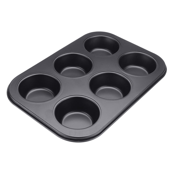 6pc Muffin Pan Baking Cooking Tray Mould Round Bake Cup Cake Gold,Black Image 6