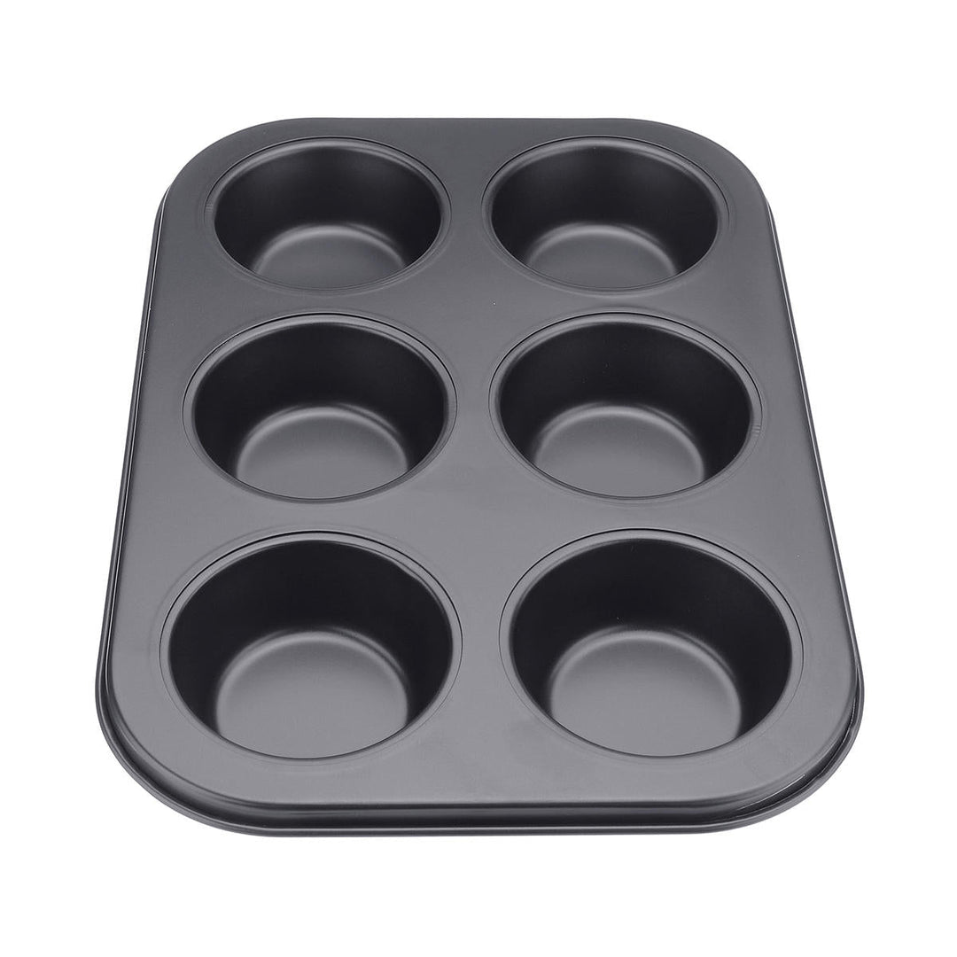 6pc Muffin Pan Baking Cooking Tray Mould Round Bake Cup Cake Gold,Black Image 7