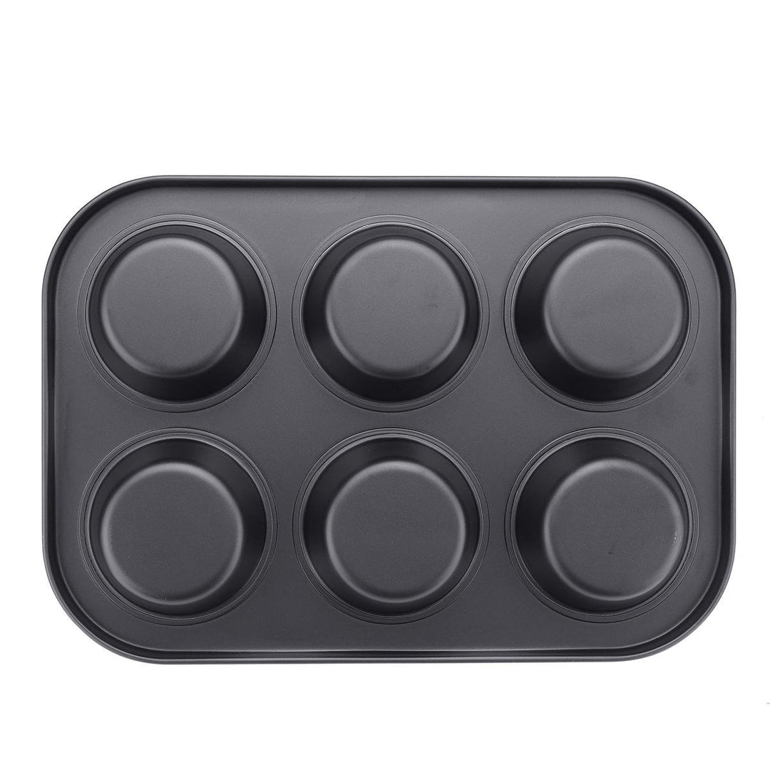 6pc Muffin Pan Baking Cooking Tray Mould Round Bake Cup Cake Gold,Black Image 8