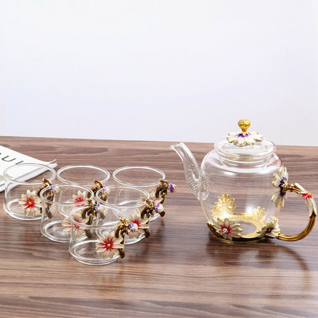 7PCS Glass Cups Set Enamel High-temperature Resistant Tea Water Cups Set Kitchen Accessories Image 4