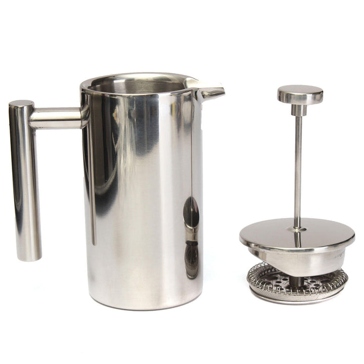 800,1000ml Stainless Steel Double-deck Cafetiere Filter Tea Coffee Maker Water Bottle Image 1