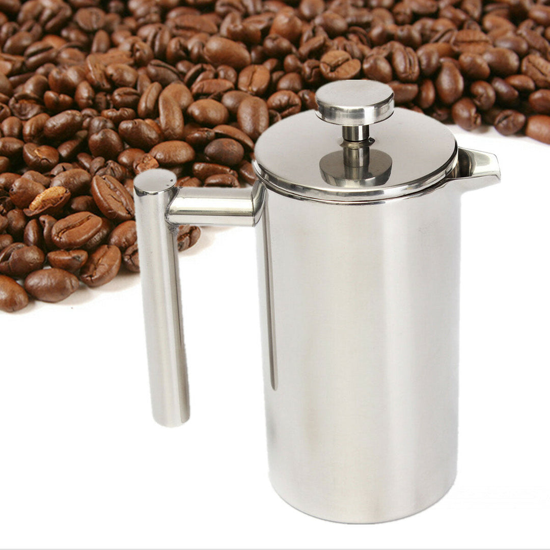 800,1000ml Stainless Steel Double-deck Cafetiere Filter Tea Coffee Maker Water Bottle Image 3