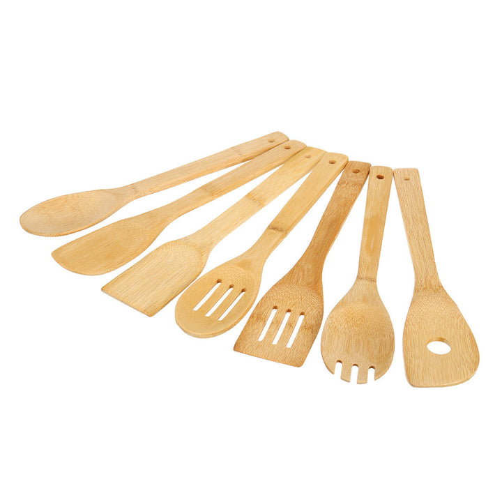 8PCS Bamboo Nonstick Cooking Utensils Wooden Spoons and Spatula Utensil Set Image 11