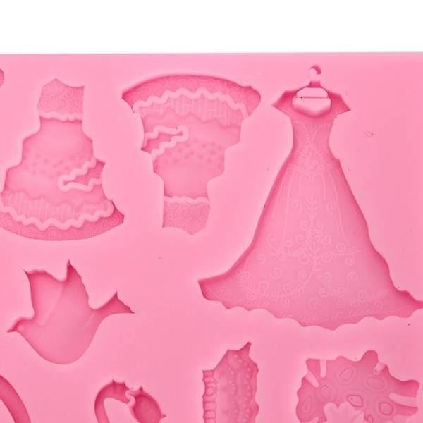 Bride Wedding Dress Silicone Fandant Mold Chocolate Polymer Clay Mould Image 3