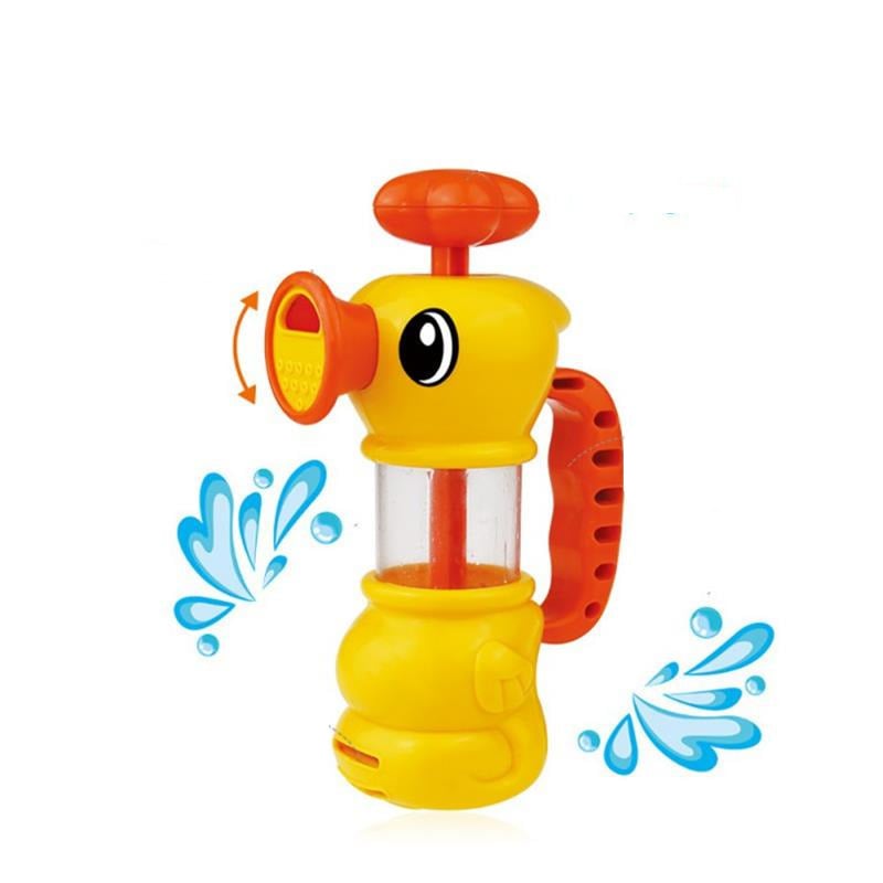 Children Summer Bathing Water Manual Pumping Small Yellow Duck Cute Bath Toys Image 2