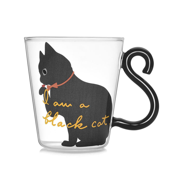 Cat Glass Cartoon Childrens Cup Creative Handle Coffee Cup Single-layer Transparent Juice Drink Cup Image 1