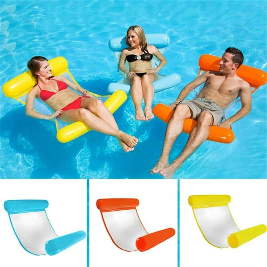 Clip Net Hammock Foldable Inflatable Backrest Floating Bed Row Water Play Lounge Chair Image 1