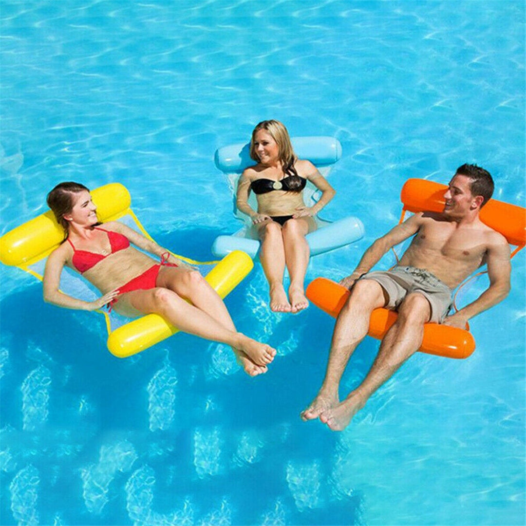 Clip Net Hammock Foldable Inflatable Backrest Floating Bed Row Water Play Lounge Chair Image 2