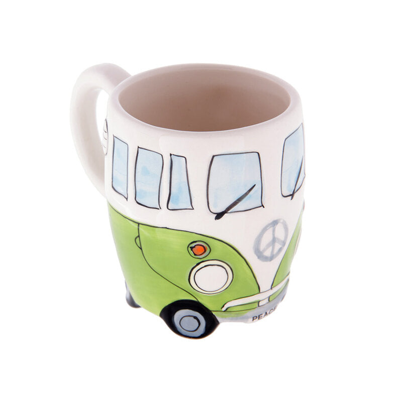 Cartoon Double Bus Mug Funny Hand Painting Retro Ceramic Cup Coffee Milk Tea Cup Drinkware Image 2
