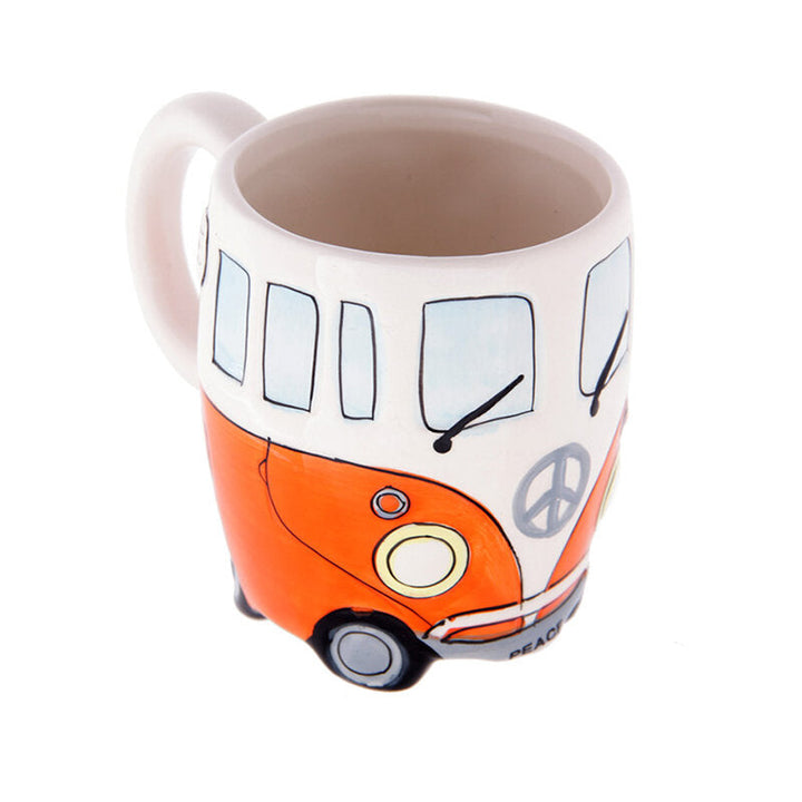 Cartoon Double Bus Mug Funny Hand Painting Retro Ceramic Cup Coffee Milk Tea Cup Drinkware Image 3