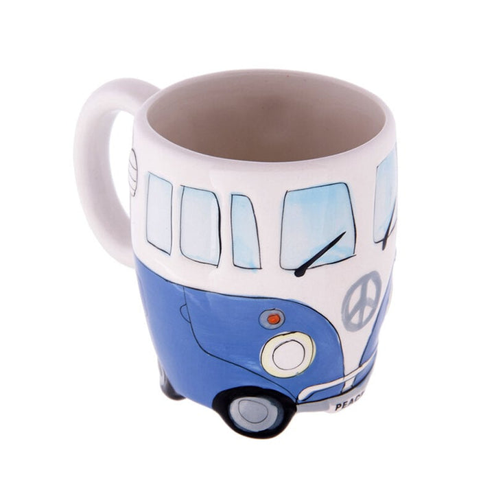 Cartoon Double Bus Mug Funny Hand Painting Retro Ceramic Cup Coffee Milk Tea Cup Drinkware Image 4