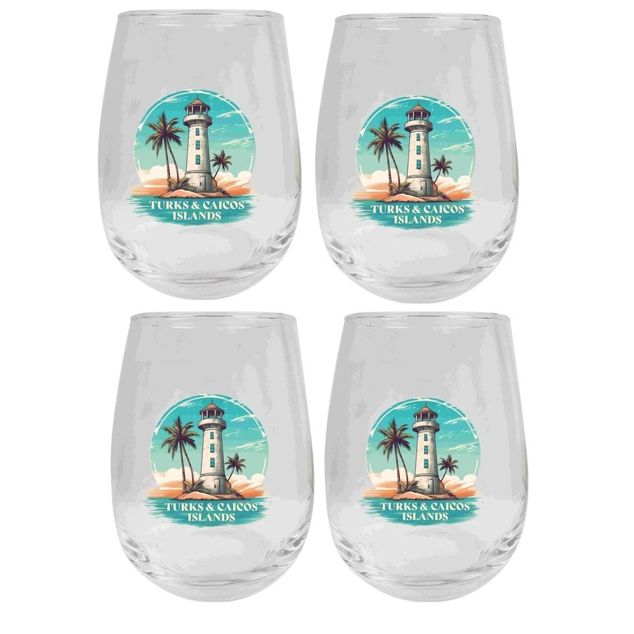 Turks And Caicos Design A Souvenir 15 oz Wine Glass 4-Pack Image 1