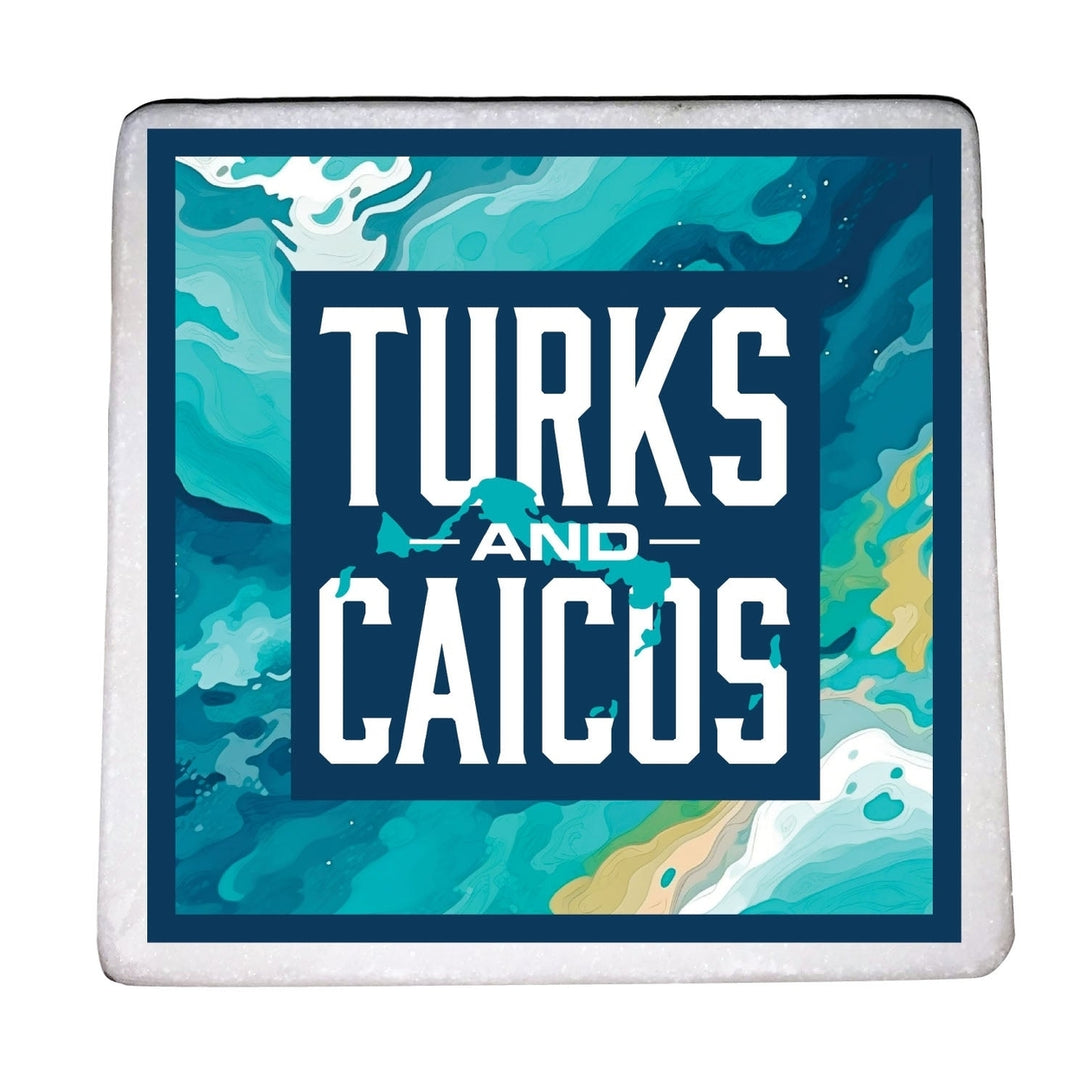 Turks And Caicos Design B Souvenir 4x4-Inch Coaster Marble  4 Pack Image 1