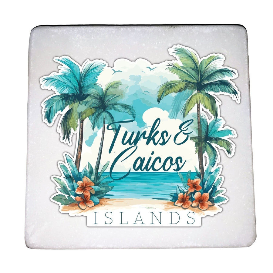 Turks And Caicos Design C Souvenir 4x4-Inch Coaster Marble 4 Pack Image 1