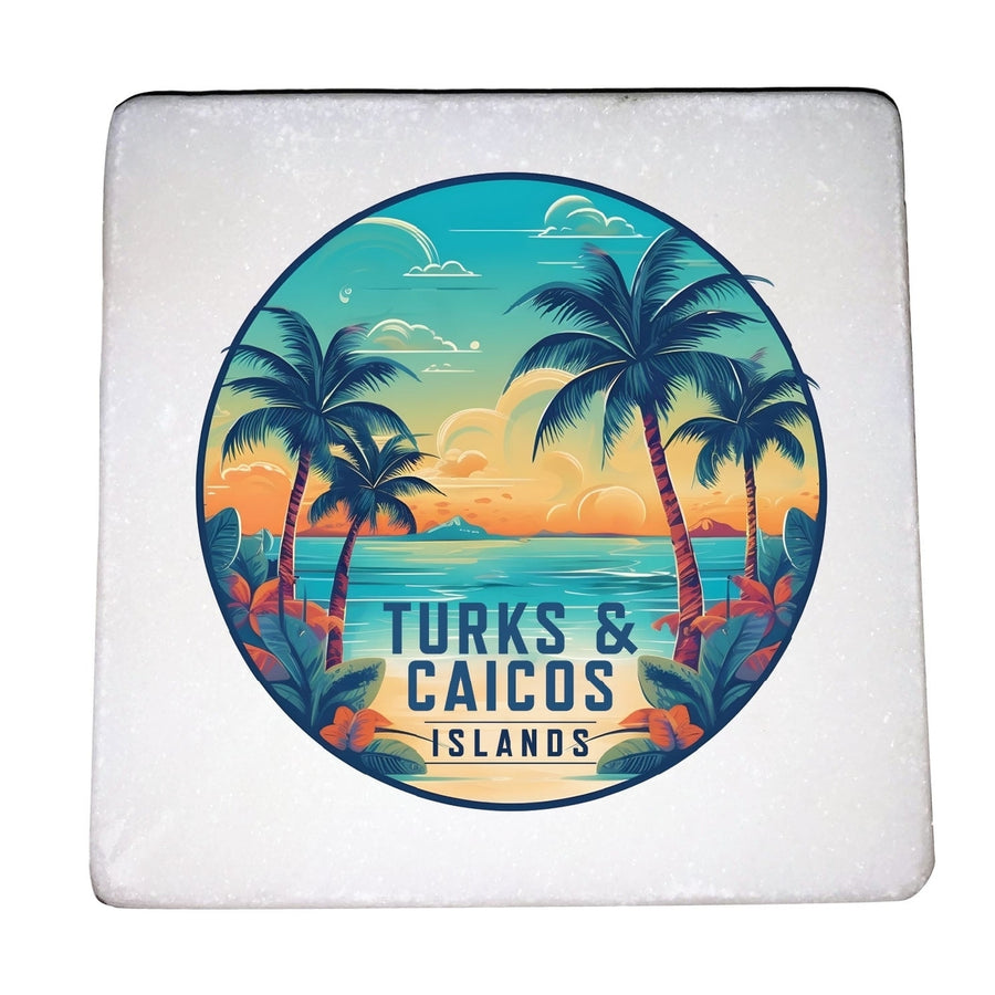 Turks And Caicos Design D Souvenir 4x4-Inch Coaster Marble 4 Pack Image 1
