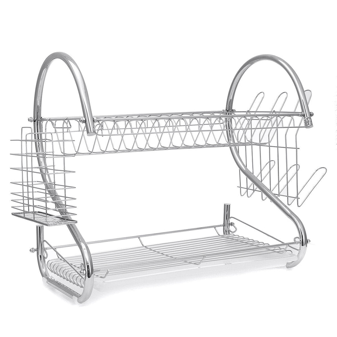Dish Drying Rack 2 Tier Dish Rack with Utensil Holder Cup Holder and Dish Drainer for Kitchen Counter Image 7