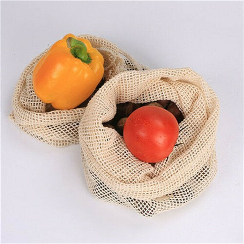 Degradable Organic Cotton Mesh Bag Vegetable Fruit Container for Home Garden Storage Image 2