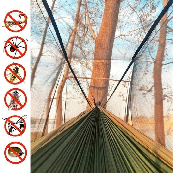 Double Camping Hammock with Mosquito Net Portable Nylon Tent Bed Outdoor Image 3