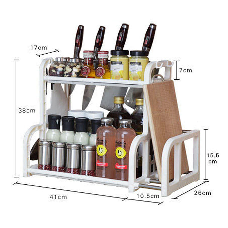 Double Layer Spice Jar Rack Storage Shelf Pantry Kitchen Cabinet Cupboard Holder Image 4