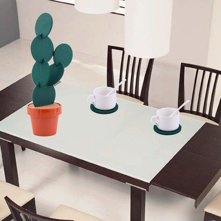 DIY Table Decoration Novelty Cup Heat Insulation Mat Heat Insulation Cactus Potted Coasters Nonslip Image 6