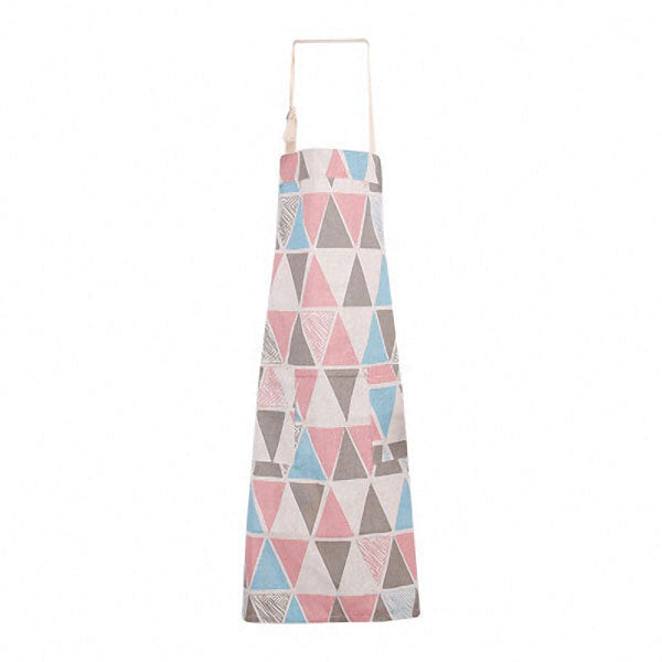 Cotton Sleeveless Apron Triangular Lattice Kitchen Cooking Simple Aprons Cotton Linen Image 1