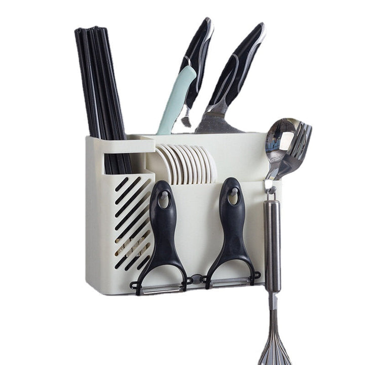 Creative Multi-function Kitchen Storage Organization Drain Chopstick Cage Wall Mounted Spoon Fork Racks Holder Image 10