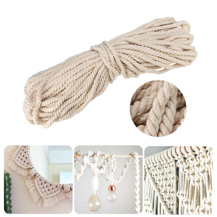 Cotton Rope 8mm Natural Beige Twisted Cord DIY Craft Macrame Handmake String 45m Decorations Image 3