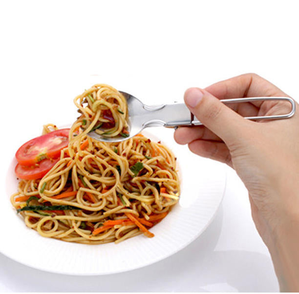 Foldable Stainless Steel Spork Spoon Fork Portable Cookout Picnic Spork Outdoor dinnerware Image 4