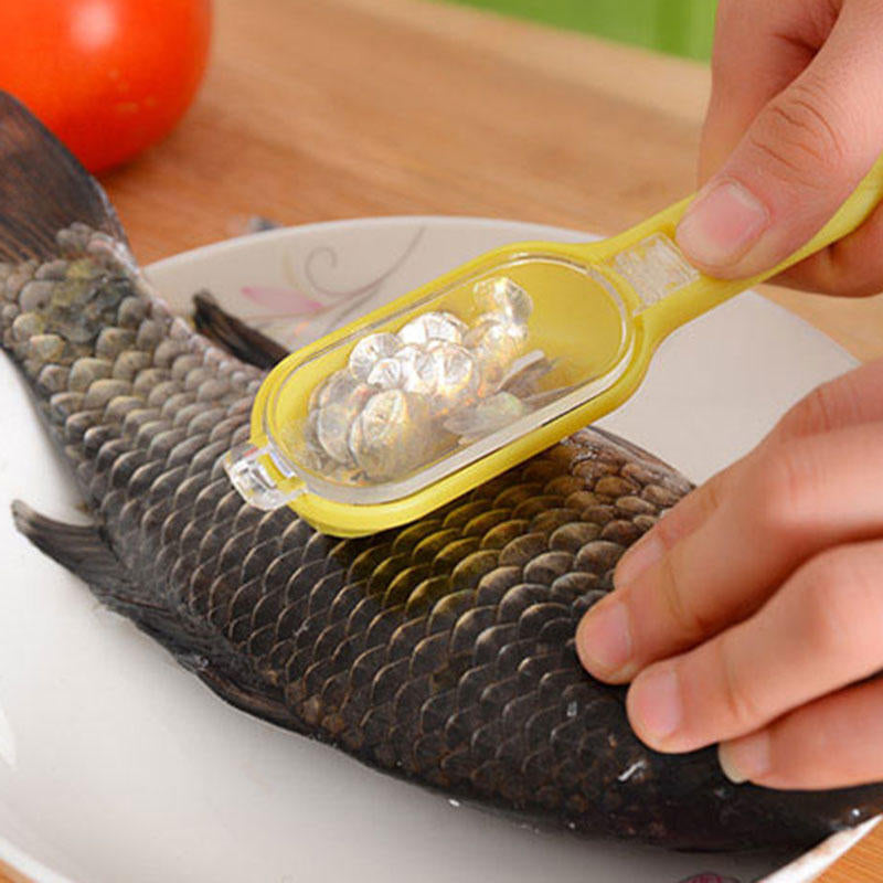 Food-grade ABS Fish Scale Scraper Fish Scaler Remover Skin Scales Innovative Lid Design Kitchen Tool Image 7