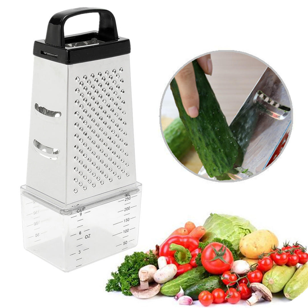 Grater Box Stainless Steel 4 Sided Multi Funtion Cheese Vegetable With Container Lunch Box Image 6