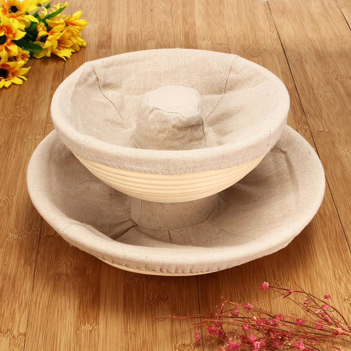 Handmade Round Oval Banneton Bortform Rattan Storage Baskets Bread Dough Proofing Liner Image 3