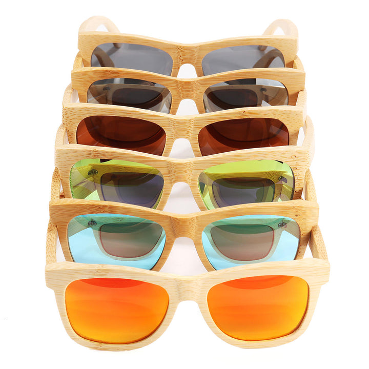 Handmade Unisex Polarized Sunglasses Bamboo Wood Frame Fishing Temple Square Glasses UV-Protection Goggles Image 3