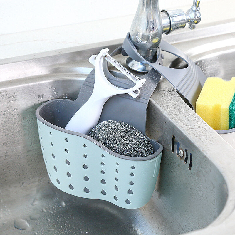 Kitchen Sponge Drain Holder Suction Cup Sink Shelf Soap Sucker Storage Rack Basket Wash Cloth Image 4