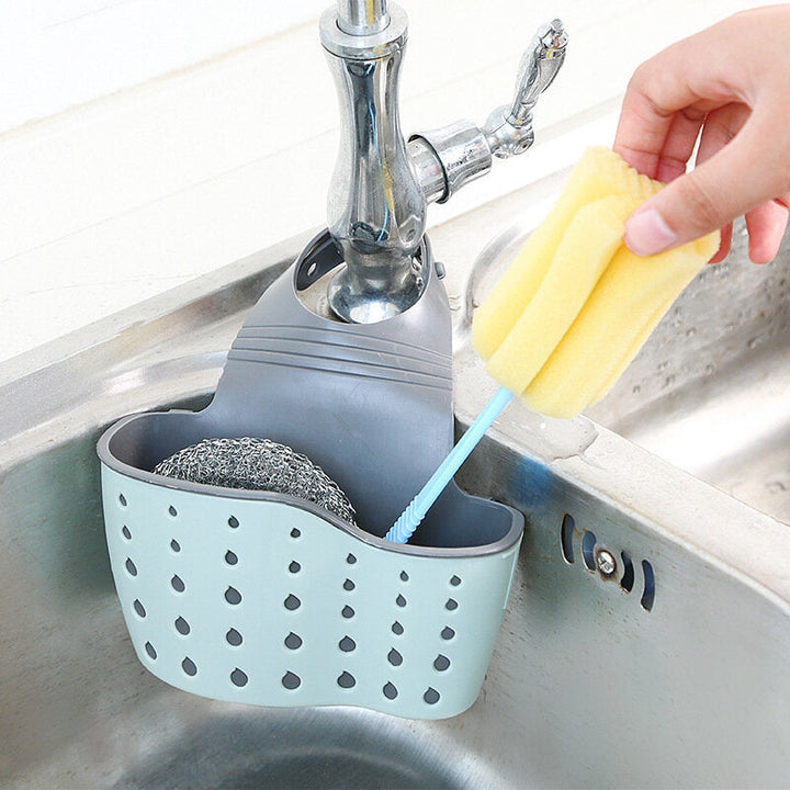 Kitchen Sponge Drain Holder Suction Cup Sink Shelf Soap Sucker Storage Rack Basket Wash Cloth Image 4