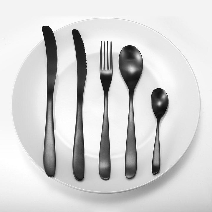 High-end 420 Stainless Steel 5 Pieces Flatware Set Meniscus Design Dinnerware Set With Image 2