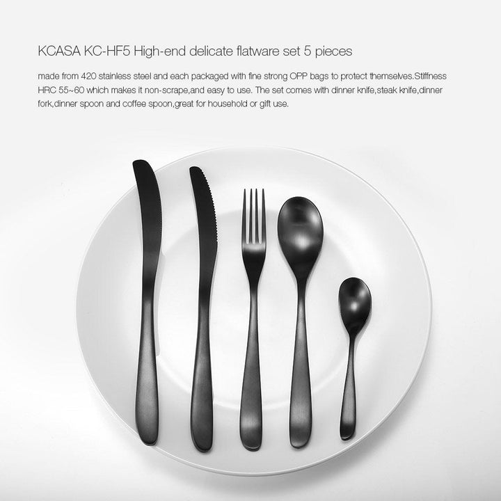 High-end 420 Stainless Steel 5 Pieces Flatware Set Meniscus Design Dinnerware Set With Image 4