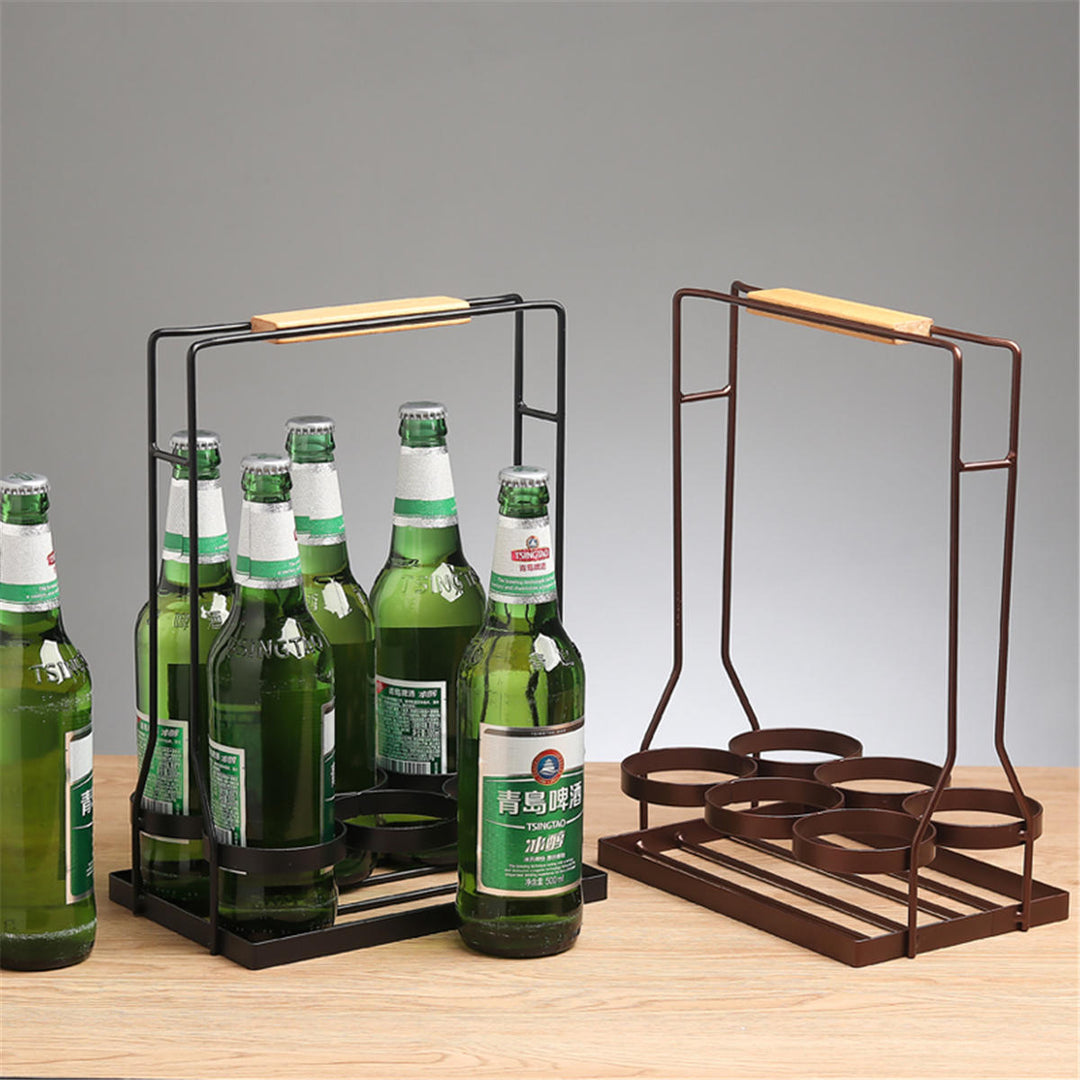 Iron Bottle Holder Carry Rack Box Case Kitchen Storage Stand Shelf Image 6