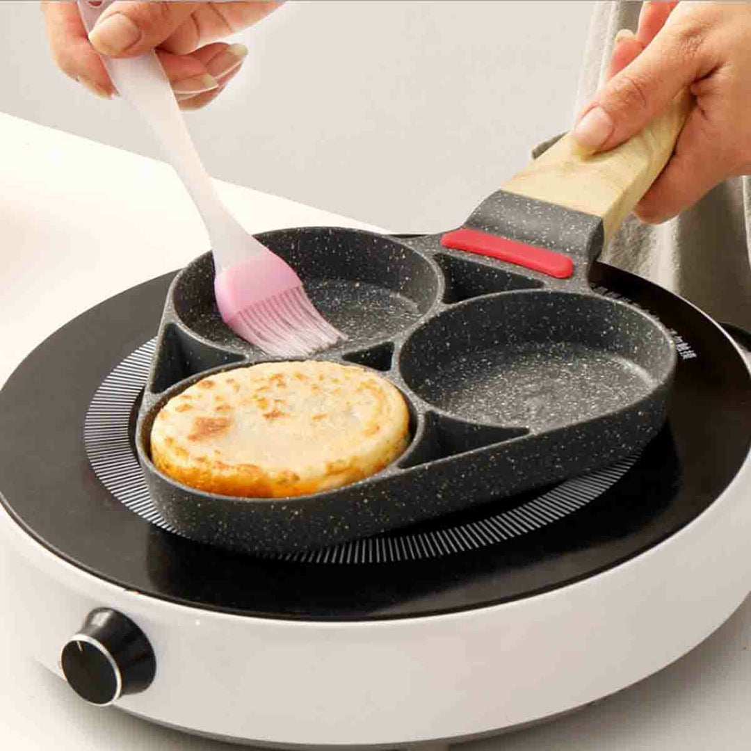 Medical Stone Coating Non-stick Three Holes Omelette Pan Egg Dumpling Pan Non-slip Anti-scalding Breakfast Pan Image 3