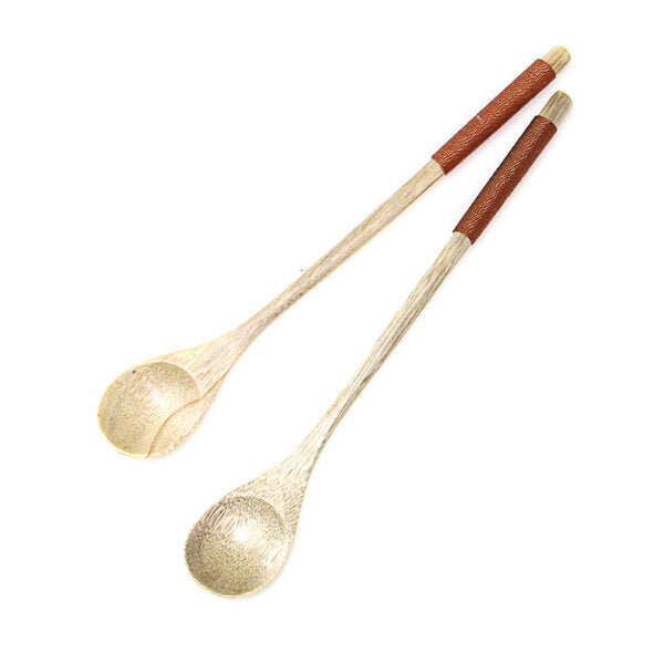 Long Handle Wooden Mixing Spoon Tie Wire Round Handle Ladle Stirring Spoon Image 1