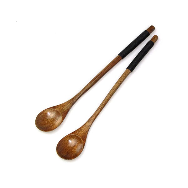 Long Handle Wooden Mixing Spoon Tie Wire Round Handle Ladle Stirring Spoon Image 8