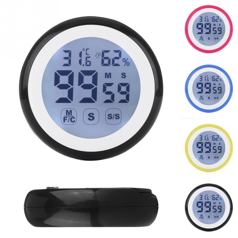 LCD Digital Touch Screen Kitchen Timer Count UP Alarm Clock Temperature And Humidity Me Image 4